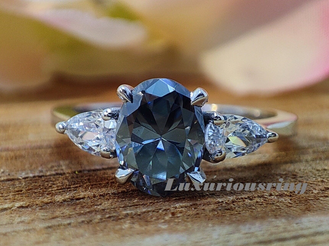 CT Oval Moissanite Engagement Ring 935 Argentium Silver Oval Cut