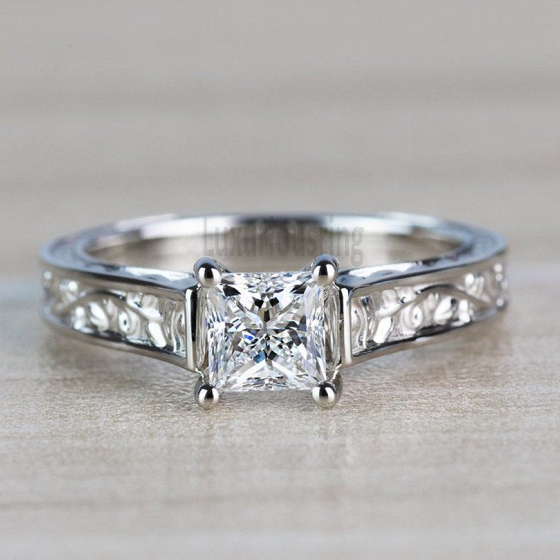 Vintage Moissanite Engagement Ring 1.18 Ct Near White Princess Etsy