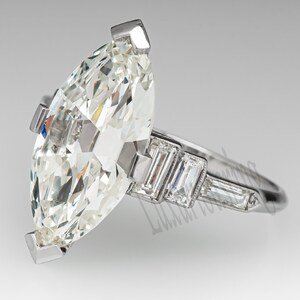 Diamond Wedding Ring, 2.18 Ct Marquise Cut White Moissanite Engagement Ring, 925 Sterling Silver Vintage Alexandrite Ring, Art Deco