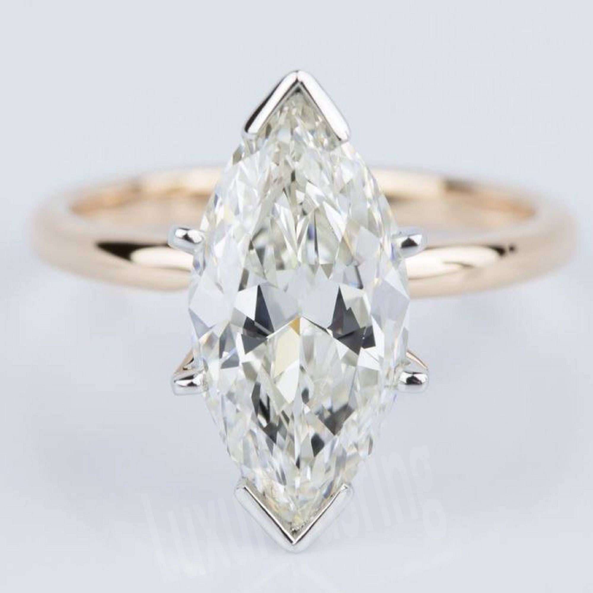 12X6 MM Near White Marquise Cut Moissanite Engagement Ring Etsy