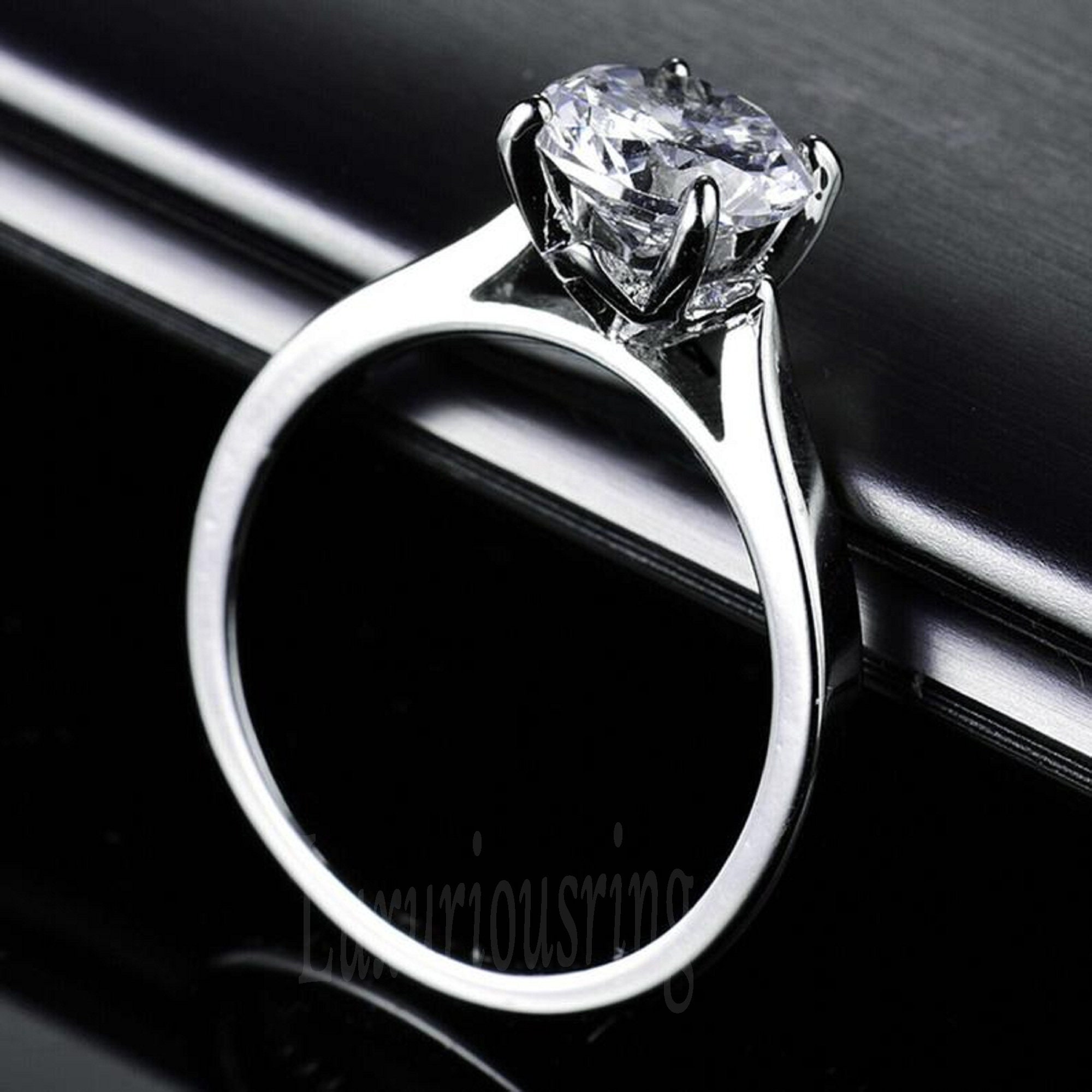 Colorless Round Lab Diamond Engagement Ring 1.60 Ct Near White Etsy