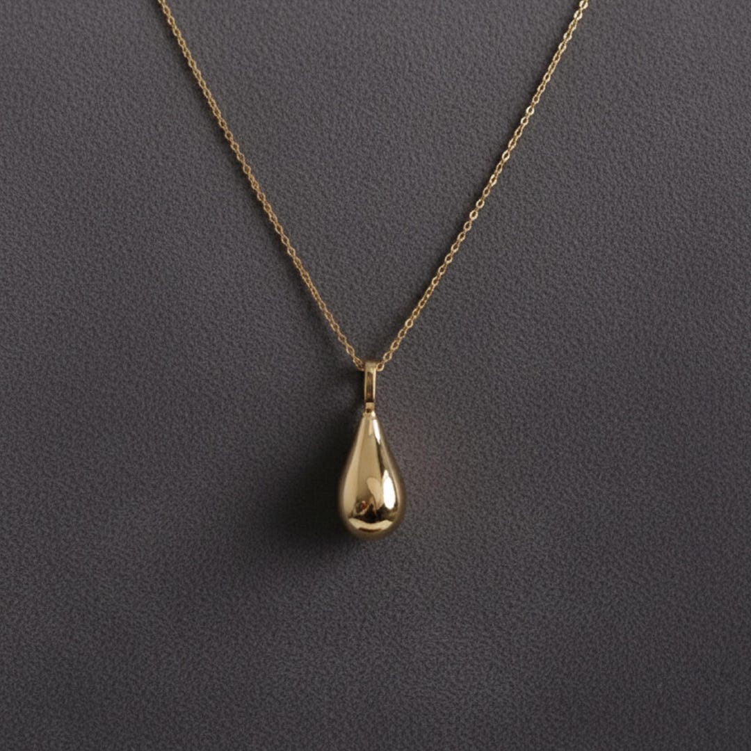 14K Solid Gold Drop Urn Necklace Personalized Cremation Pendant, Custom ...