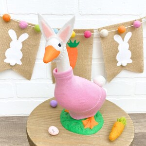 Outfit for 7" Desk Goose - Easter Bunny Desk Goose Outfit - Easter Bunny Ears - Pink Goose Dress - Spring Mini Goose Clothing Clothes
