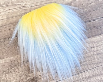 Premium Layered Yellow & Baby Blue Pastel Gnome Beard - Two-Toned Beard - Faux Fur - Easter Gnome - Gnome Making Supplies - Gnome Supply