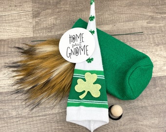 No Sew DIY Gnome Making Kit - St. Patrick's Day Gnome Kit - DIY Leprechaun Gnome Kit - Green Irish Shamrock Gnome - DIY Sock Gnome Kit