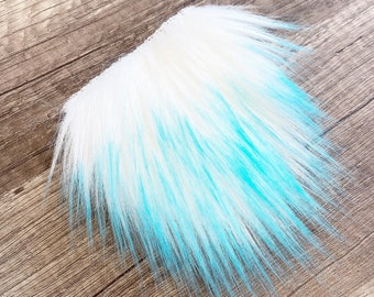 Pre-cut Straight Turquoise Tipped White Gnome Beard - Faux Fur - Beard Hair - Handmade Gnome - Gnome Making Supplies - Gnome Supply