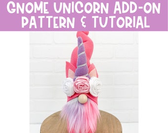 Unicorn Gnome Add-On Pattern ONLY - Use With Home Sweet Gnome Pattern - Gnome Unicorn Horn and Ears Pattern - Digital Pattern