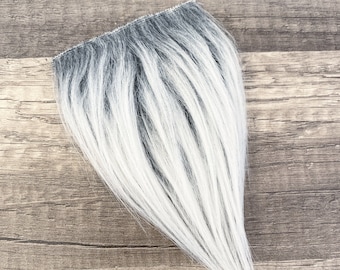 Pre-cut Long Straight Frosted Gray Gnome Beard - Faux Fur - Beard Hair - Handmade Gnome - Gnome Making Supplies - Gnome Supply