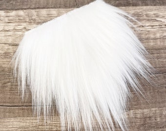 Pre-cut Straight White Gnome Beard - Faux Fur - Beard Hair - Handmade Gnome - Gnome Making Supplies - Gnome Supply