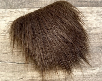 Pre-cut Straight Dark Brown Gnome Beard - Faux Fur - Beard Hair - Handmade Gnome - Gnome Making Supplies - Gnome Supply