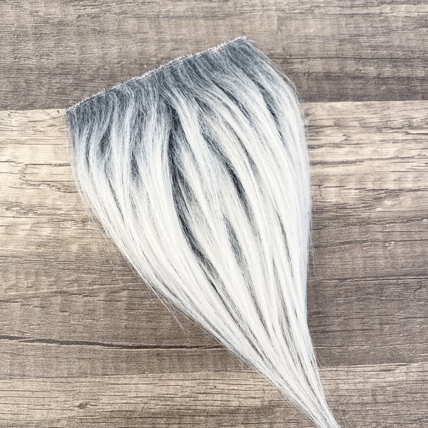 Pre-cut Long Straight Frosted Gray Gnome Beard - Faux Fur - Beard Hair - Handmade Gnome - Gnome Making Supplies - Gnome Supply