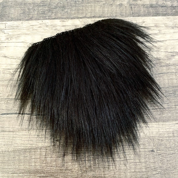 Pre-cut Straight Black Gnome Beard - Faux Fur - Beard Hair - Handmade Gnome - Gnome Making Supplies - Gnome Supply