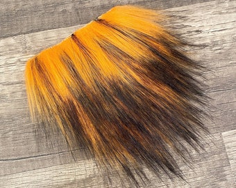 Pre-cut Straight Black Tipped Orange Gnome Beard - Faux Fur - Handmade Gnome - Gnome Making Supplies - Halloween Gnome Making Supplies