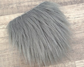 LIMITED STOCK! Pre-cut Straight Gray Gnome Beard - Faux Fur - Handmade Gnome - Gnome Making Supplies - Gnome Supply - Grey Gnome Beard