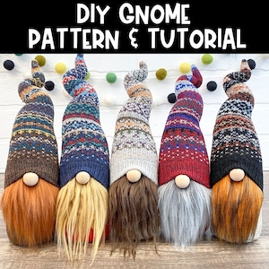 Modello per gnomo fatto a mano - Cartamodello per cucito per gnomo - Modello per gnomo per calzino fai-da-te - Tutorial per gnomo fai-da-te - Gnomo per calzino - Download del cartamodello PDF