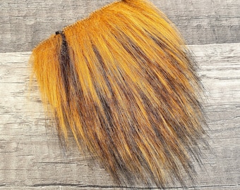 Pre-cut Straight Black Tipped Burnt Orange Gnome Beard - Faux Fur - Beard Hair - Handmade Gnome - Gnome Making Supplies - Fall Gnome Beard