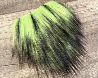 Pre-cut Straight Black Tipped Lime Green Gnome Beard - Faux Fur - Handmade Gnome - Gnome Making Supplies - Halloween Gnome Making Supplies