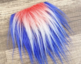 Premium Layered Patriotic Gnome Beard - Faux Fur - Beard Hair - Handmade Gnome - Gnome Making Supplies - Blue & Red Beard