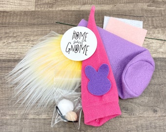 Easter Bunny No Sew DIY Gnome Making Kit - Easter Gnome Kit - DIY Bunny Gnome Kit - Pastel Peep Easter Egg Bunny Gnome - DIY Sock Gnome Kit