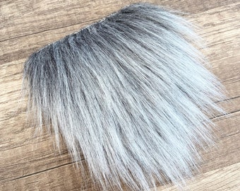 Pre-cut Short Straight Frosted Gray Gnome Beard - Faux Fur - Beard Hair - Handmade Gnome - Gnome Making Supplies - Gnome Supply