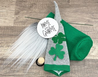 No Sew DIY Gnome Making Kit - St. Patrick's Day Gnome Kit - DIY Leprechaun Gnome Kit - Green Irish Shamrock Gnome - DIY Sock Gnome Kit