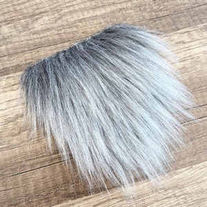 Pre-cut Short Straight Frosted Gray Gnome Beard - Faux Fur - Beard Hair - Handmade Gnome - Gnome Making Supplies - Gnome Supply