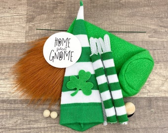 No Sew DIY Gnome Making Kit - St. Patrick's Day Gnome with Arms - DIY Leprechaun Gnome Kit - Green Irish Shamrock Gnome - DIY Sock Gnome Kit