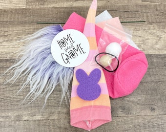 Easter Bunny No Sew DIY Gnome Making Kit - Easter Gnome Kit - DIY Bunny Gnome Kit - Pastel Peep Easter Egg Bunny Gnome - DIY Sock Gnome Kit