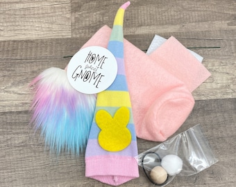 Easter Bunny No Sew DIY Gnome Making Kit - Easter Gnome Kit - DIY Bunny Gnome Kit - Pastel Peep Easter Egg Bunny Gnome - DIY Sock Gnome Kit