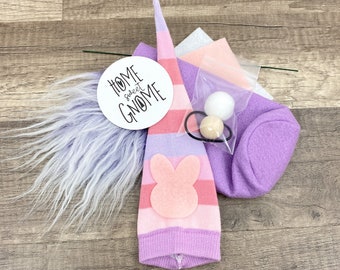 Easter Bunny No Sew DIY Gnome Making Kit - Easter Gnome Kit - DIY Bunny Gnome Kit - Pastel Peep Easter Egg Bunny Gnome - DIY Sock Gnome Kit