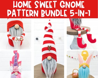 Handmade Gnome Pattern Bundle 5-in-1 - DIY Sock Gnome Pattern - DIY Gnome Tutorial - Sock Gnome - PDF Sewing Pattern Download - Gnomes