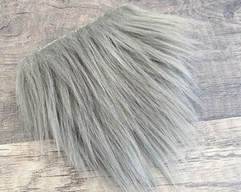 Pre-cut Straight Oyster Gray Gnome Beard - Faux Fur - Beard Hair - Handmade Gnome - Gnome Making Supplies - Gnome Supply - Grey Gnome Beard