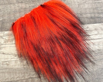 Pre-cut Straight Black Tipped Red Gnome Beard - Faux Fur - Beard Hair - Handmade Gnome - Gnome Making Supplies - Gnome Supply