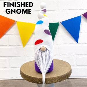 Rainbow Polka Dot Birthday Gnome No Sew DIY Kit Choose Your Style Rainbow Decor Summer Gnome Birthday Craft Kit Polka Dot Gnome image 6