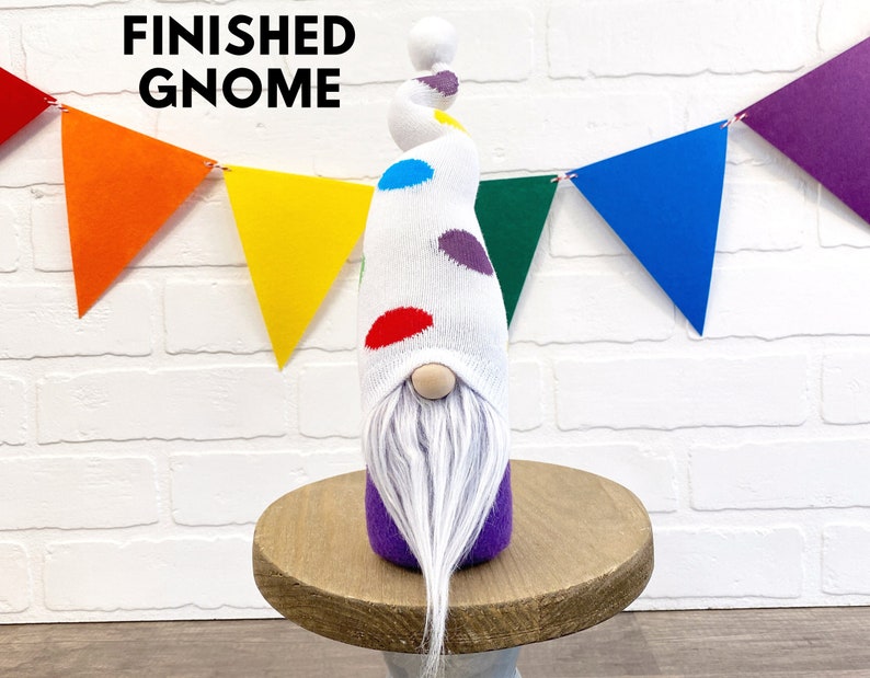 Rainbow Polka Dot Birthday Gnome No Sew DIY Kit Choose Your Style Rainbow Decor Summer Gnome Birthday Craft Kit Polka Dot Gnome image 6