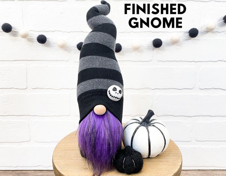 No Sew DIY Kit Halloween Gnome Skeleton Gnome Skellington Gnome Halloween Tiered Tray Halloween Decor Halloween Decorations image 9