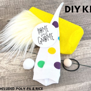 Rainbow Polka Dot Birthday Gnome No Sew DIY Kit Choose Your Style Rainbow Decor Summer Gnome Birthday Craft Kit Polka Dot Gnome YELLOW