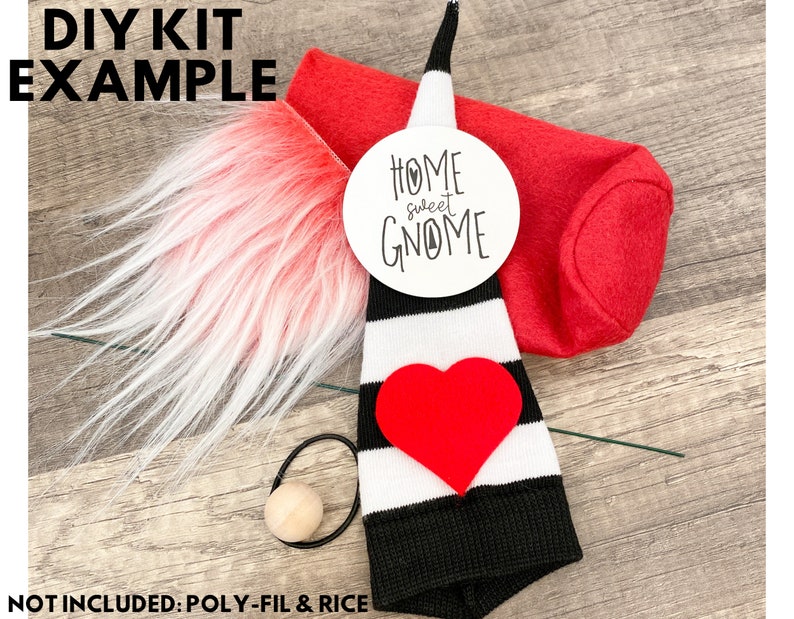 ONE Mystery Valentine's Day Gnome Making Kit No Sew Kit Mystery Gnome Kit Valentine Gnome Kit DIY Gnome Gnome Kit Sock Gnome image 4