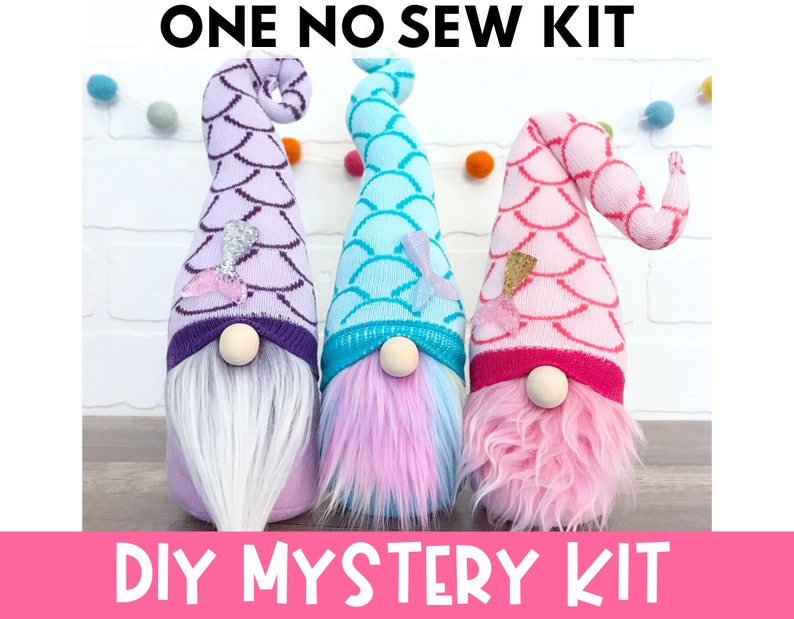 ONE Mystery Mermaid Gnome Making Kit No Sew Kit Mystery Gnome Kit Summer Decor DIY Gnome Mermaid Gnome Kit Sock Gnome Kit DIY image 1