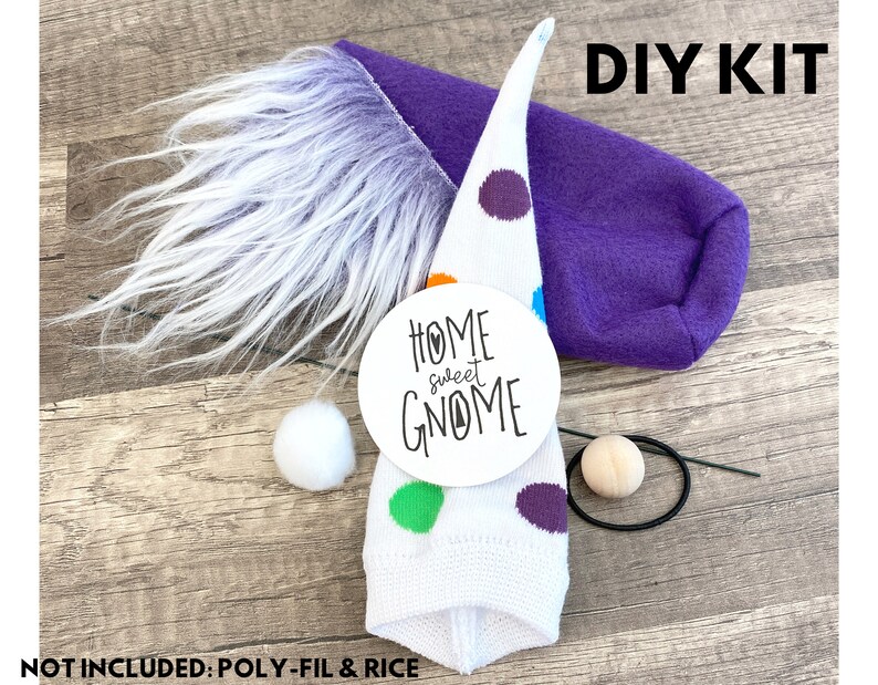 Rainbow Polka Dot Birthday Gnome No Sew DIY Kit Choose Your Style Rainbow Decor Summer Gnome Birthday Craft Kit Polka Dot Gnome PURPLE