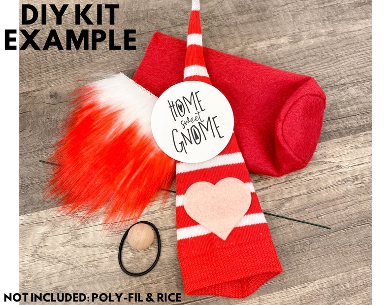 ONE Mystery Valentine's Day Gnome Making Kit No Sew Kit Mystery Gnome Kit Valentine Gnome Kit DIY Gnome Gnome Kit Sock Gnome image 5