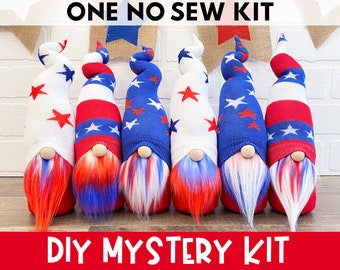 ONE Mystery Premium Patriotic Gnome Making Kit - No Sew Kit - Mystery Gnome - Flag Gnome Kit - DIY Gnome - Gnome Kit -  Sock Gnome Kit DIY