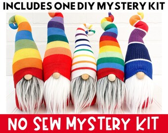 ONE Mystery Rainbow Gnome Making Kit - No Sew Kit - Mystery Gnome Kit - Rainbow Decor - DIY Gnome - Gnome Kit -  Sock Gnome Kit DIY - Pride