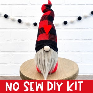 Buffalo Plaid Gnome No Sew DIY Kit Christmas Gnome Christmas Gnome Kit Buffalo Plaid Christmas Decor Christmas Buffalo Check Gnome image 1