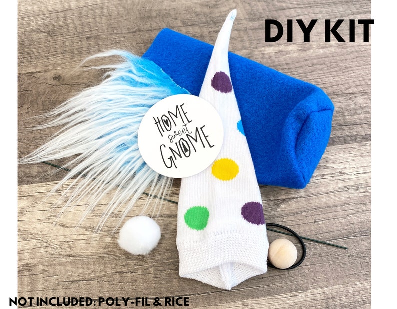 Rainbow Polka Dot Birthday Gnome No Sew DIY Kit Choose Your Style Rainbow Decor Summer Gnome Birthday Craft Kit Polka Dot Gnome BLUE