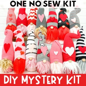 ONE Mystery Valentine's Day Gnome Making Kit No Sew Kit Mystery Gnome Kit Valentine Gnome Kit DIY Gnome Gnome Kit Sock Gnome image 1