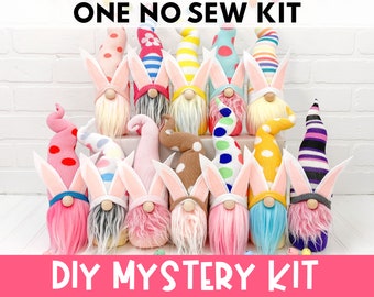 ONE Mystery Easter Bunny Gnome Making Kit - No Sew Easter Gnome Kit - Mystery Gnome - DIY Gnome Kit - Easter Crafting Kit -Tiered Tray Gnome