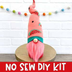 Watermelon Gnome No Sew DIY Kit Watermelon Decor Summer Gnome Making Kit Handmade Gnome Watermelon Decor Summer Tiered Tray Gnome image 1