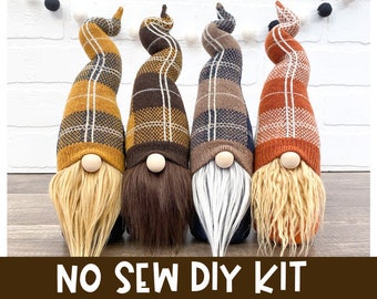 Fall Sweater Gnome - Choose Style -  No Sew DIY Kit - DIY Fall Plaid Gnome Kit - DIY Sweater Gnome - Gnome Kit - Plaid Gnomes - Fall Decor