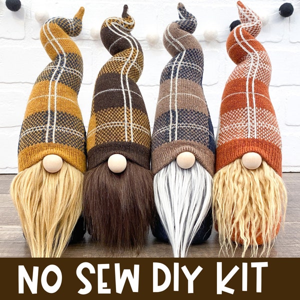 Fall Sweater Gnome - Choose Style -  No Sew DIY Kit - DIY Fall Plaid Gnome Kit - DIY Sweater Gnome - Gnome Kit - Plaid Gnomes - Fall Decor